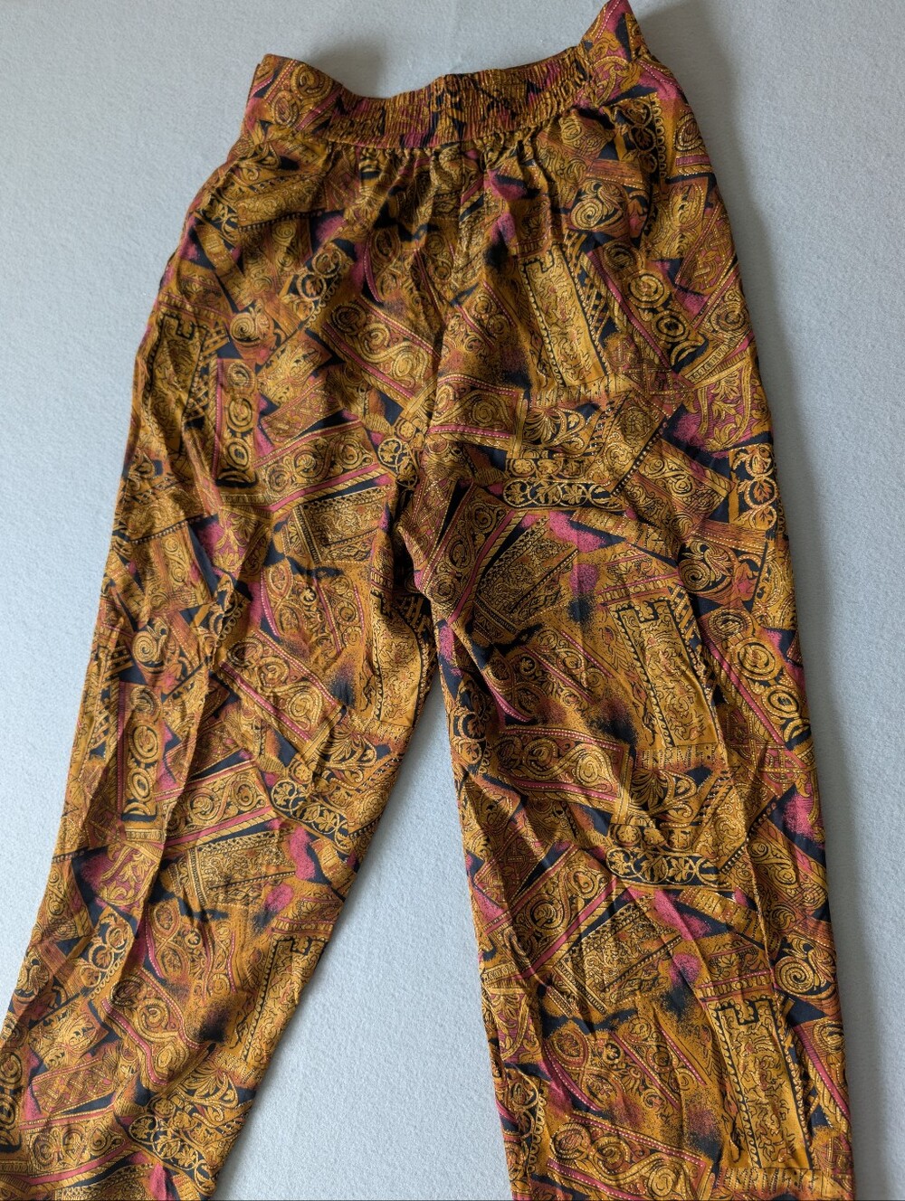 Vintage Maximalist High Waisted Baroque Print Trousers Mob Wife Sz 10 Medium - Picture 11 of 15